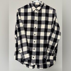 Madewell Black and Ivory 100% Cotton Flannel Shirt | Oversized | size small